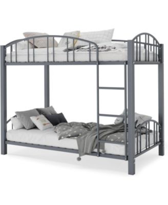 Metal Bunk Bed Stairs and Arched Guardrail Metal Slat Support Space Saver No Box