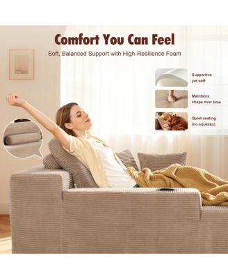 Chaise Lounge Chair, Oversized Plush Upholstered Boneless Sofa Bed, Deep Seat Sleeper Cloud Couch for Living Room, No Assembly Required