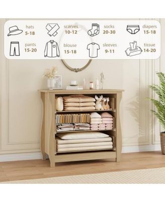 3 Drawer Dresser, Modern Dresser for Bedroom, Chest of Drawer with Metal Ring Pull Handles