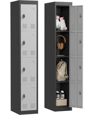 71" Metal Locker Cabinet with Hanging Rod and Shelves, Heavy Duty Steel Storage for Office or Gym