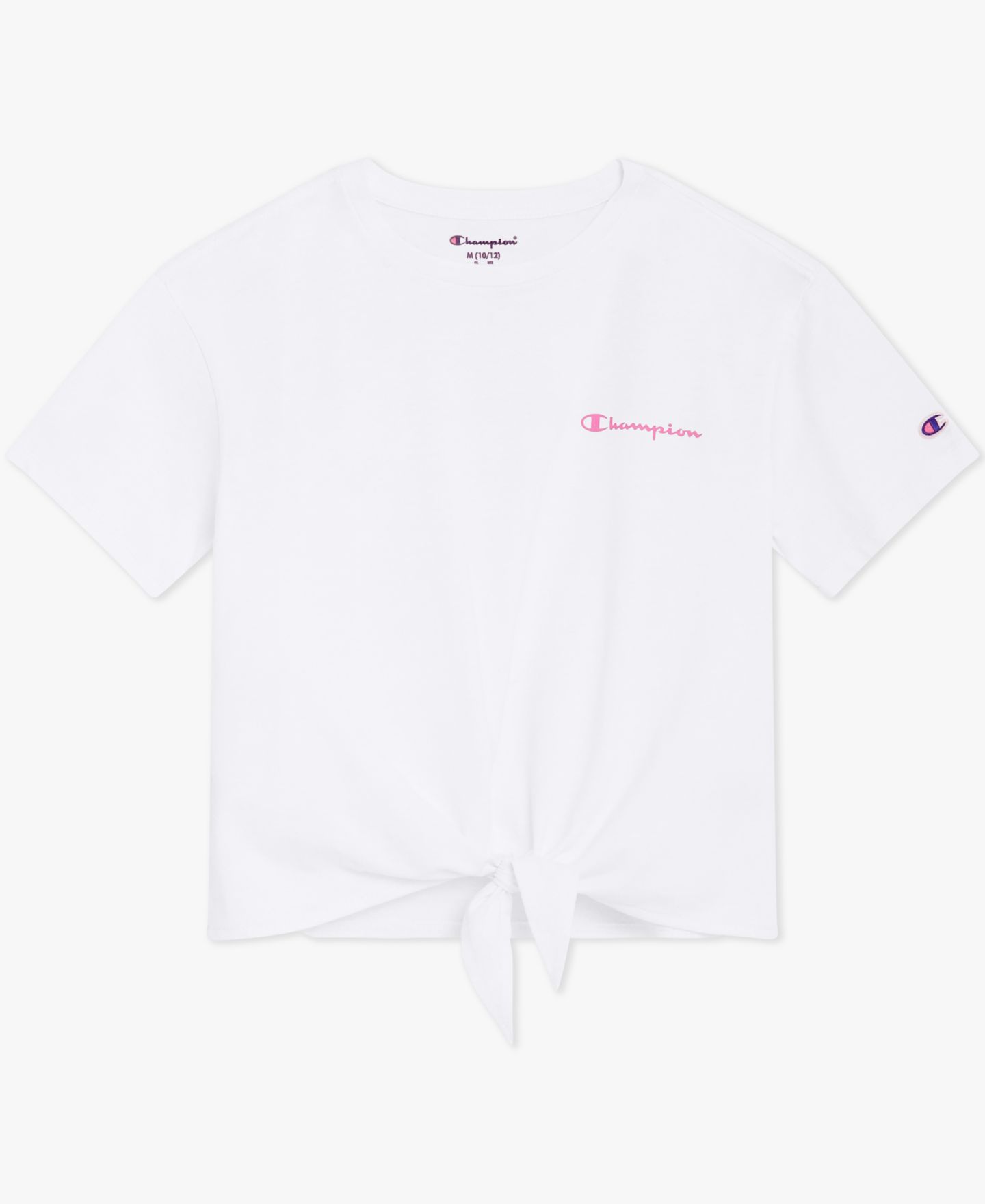 Футболка Champion Tie-Front Short-Sleeve Tee Shirt для девочек, цвет: Яркий белый — фото 5