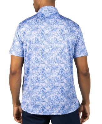 Men's Distressed Tropical Printed Performance Polo