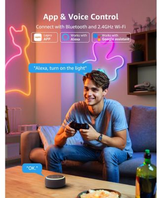 N1 9.84ft AI Smart RGB Rope Lights, LightBeats Music Sync, Color Segment DIY, Voice Control Via APP, Wi-Fi & Bluetooth LED Strip Lights