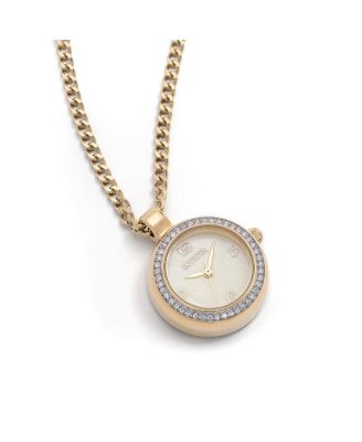 Women's 49932 Mini Quartz Mother of Pearl Dial Necklace Watch