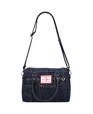 Denim Heritage Satchel with Top Handles & Crossbody Strap