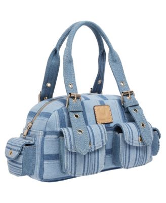 Multi Stripe Soft Satchel – Mini Handbag with Utility Pockets