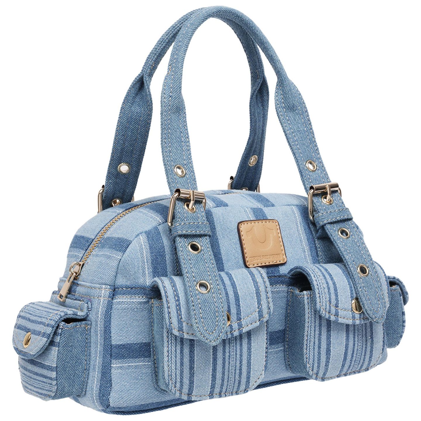 Женская сумка True Religion Multi Stripe Soft Satchel - Mini Handbag with Utility Pockets, цвет: Джинсовый / Синий — фото 2