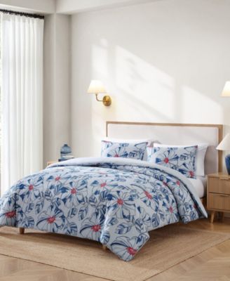 Paradise Cove Floral Cotton Reversible 3-Pc. Comforter Set, Full/Queen