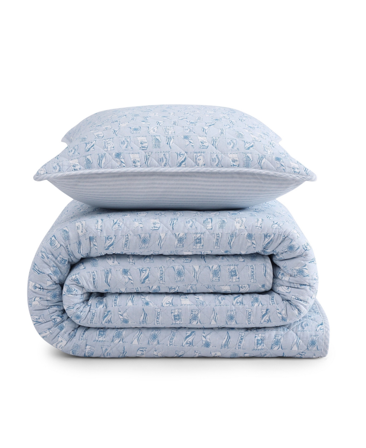 Tommy Hilfiger Boating Flags Cotton Reversible -Pc. Quilt Set