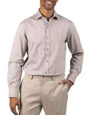 Men's Yarn Dyed Melange Linen Long Sleeve Shirt