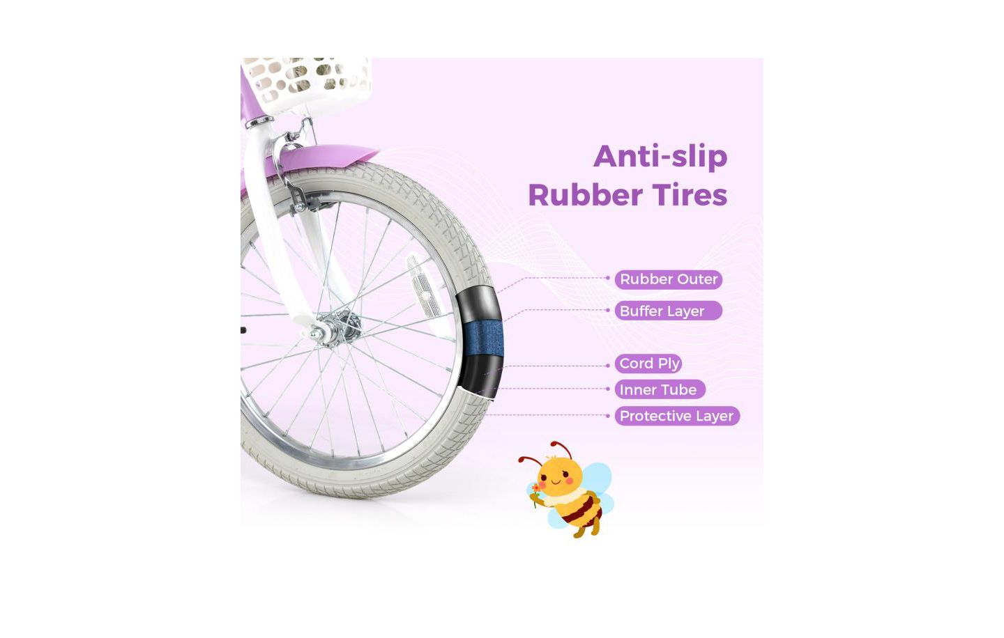 Детская игрушка HONGGE Girls Bike with Doll Seat and Streamers, цвет: Фиолетовый — фото 5