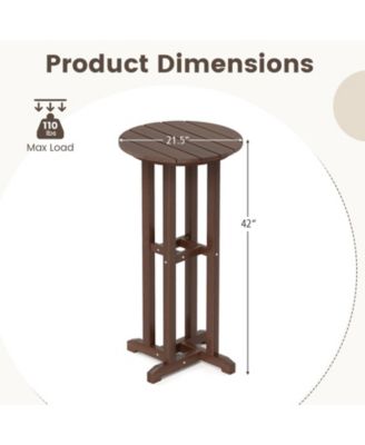 Inch Round Patio Bar Height Table with Slatted Top