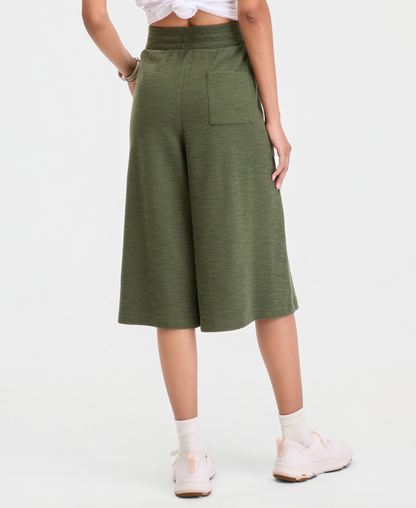 Женские брюки ID Ideology Ribbed Wide-Leg Cropped Pull-On, цвет: Seaweed — фото 4
