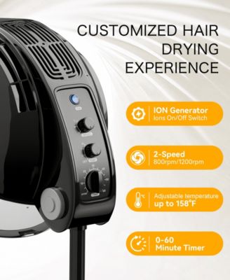 Professional Ionic Standing Hair Dryer with Temperature and Speed Adjustment, 60-Minute Timer, Height Adjustable Design