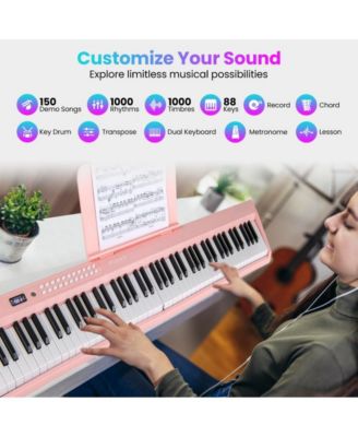 88 Key Foldable Electric Keyboard Piano with Wireless MIDI and Dual Speakers