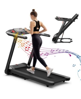4.75HP Folding Treadmill with Preset Programs & Touch Screen-Black