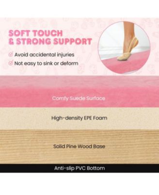 9 FT Folding Gymnastics Balance Beam with Anti-slip Base and Pine Wood Frame-Pink