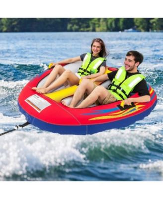 1 or 2 Person Inflatable Towable Tube for Boating with Drainage