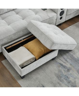 Modern U-shaped Sectional Sofa with Storage Ottomans
