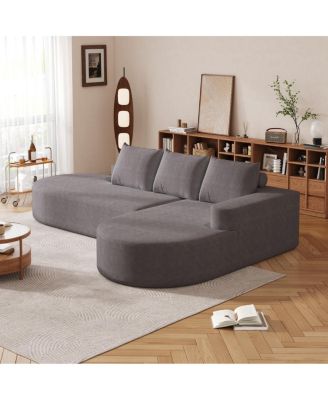 Modern Curved Chenille Sectional Sofa Couch Set, 108.5" L Shaped with 3 Pillows