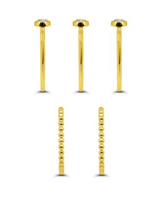 (1 1/5 ct.t.w) 5Pc. Set- 3-4mm Round Cubic Zirconia Beaded Band Rings