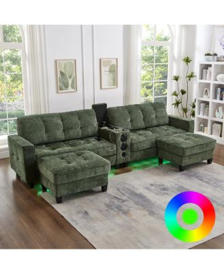 Modern U-shaped Sectional Sofa with Storage Ottomans