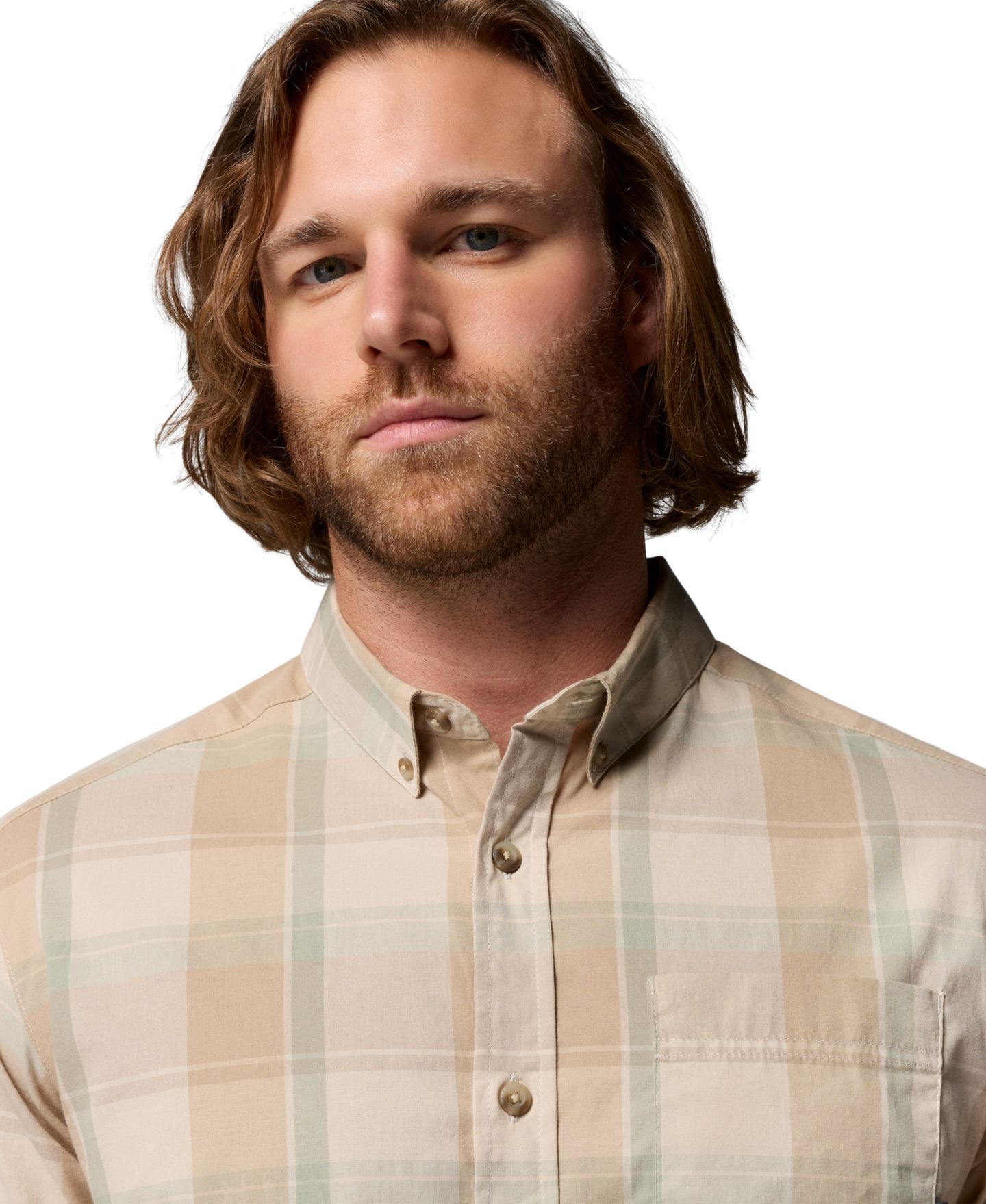 Мужская рубашка Columbia Rapid Rivers Short-Sleeve Plaid, цвет: Серо-бежевый — фото 4