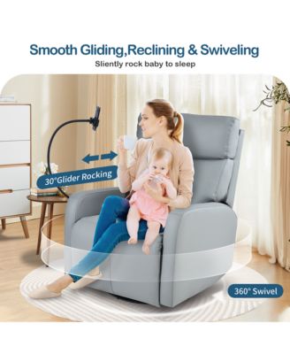 Swivel Rocker Recliner Chair 360 Degree Glider with Phone Holder for Bedroom Living Room Home Theater 330LBS Capacity