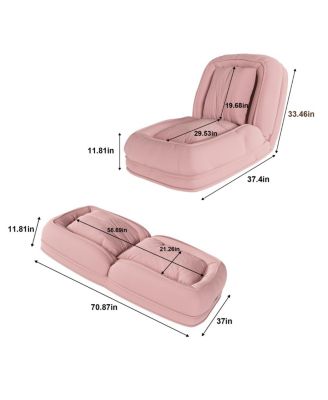 Streamdale Pink Upholstered Foldable Lazy Sofa Bed with 2 Pillows