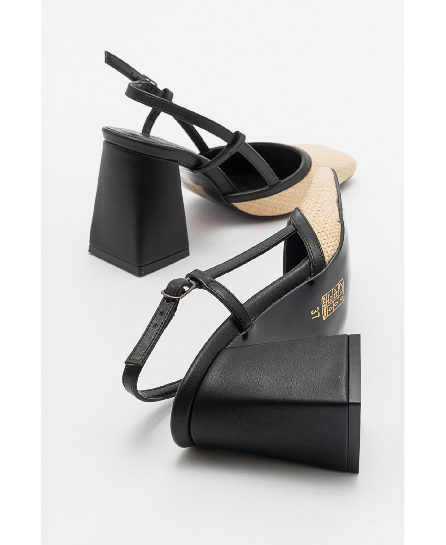 Женские туфли Prologue Shoes Rivie Raffia Square Toe Block Heel, цвет: Чёрный — фото 3