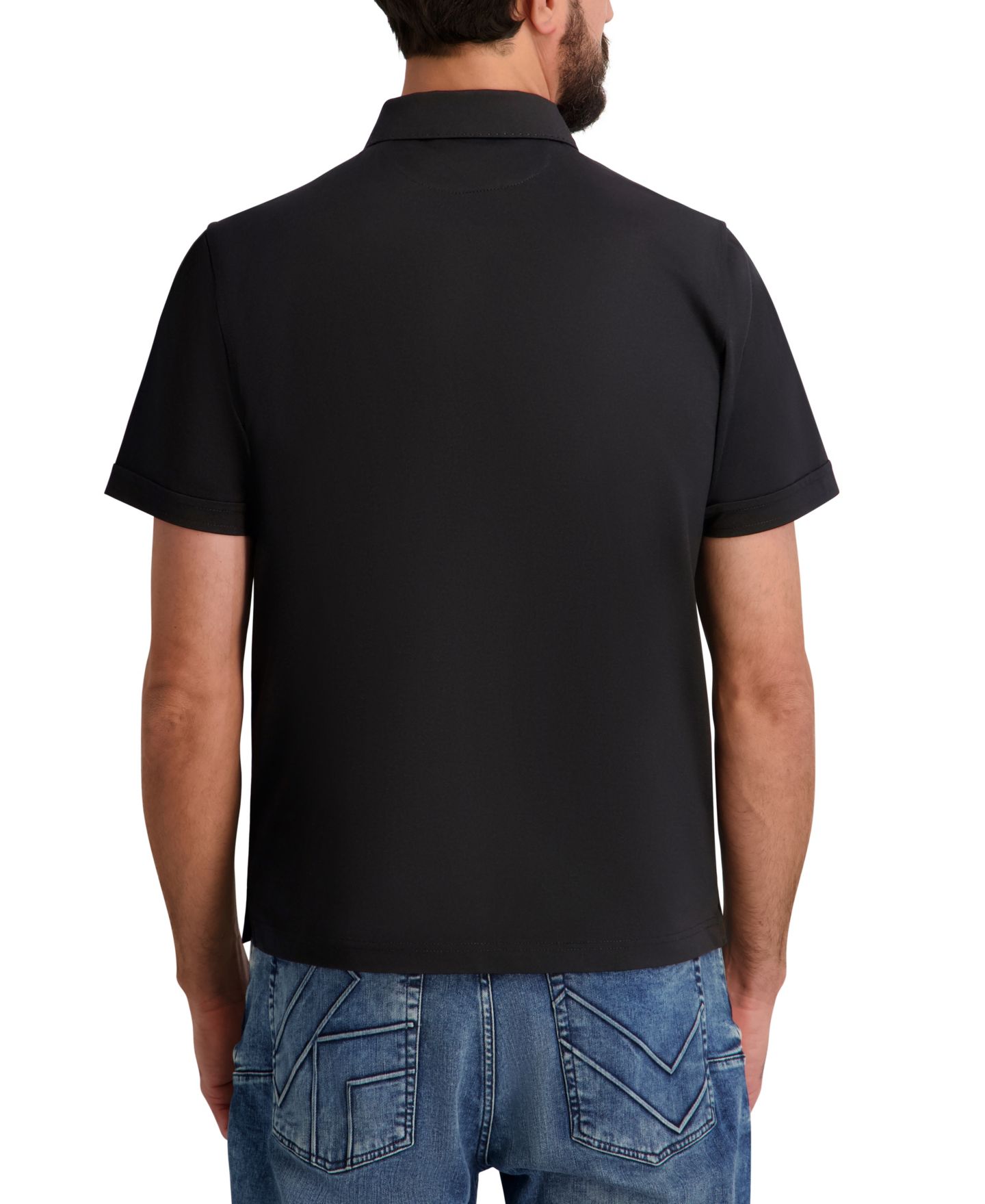 Мужское поло KARL LAGERFELD PARIS Regular-Fit Short-Sleeve Spread Collar Polo Shirt, цвет: Чёрный — фото 5