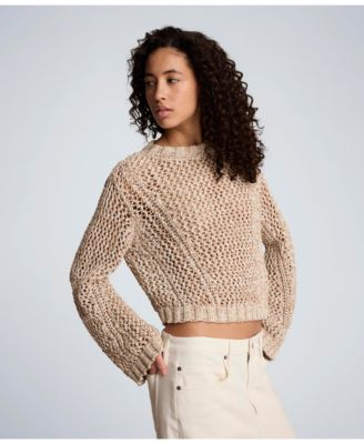 Women's Two Tone Open Stitch Pull-On Top