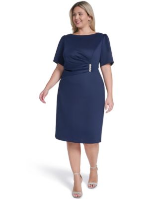 Plus Size Short-Sleeve Midi Dress