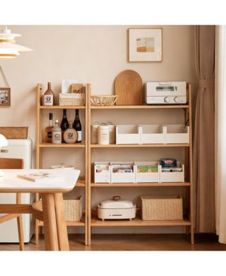 Solid Oak 4 Tier Ladder Shelf Small Bookcase Stable Frame Living Room Bedroom