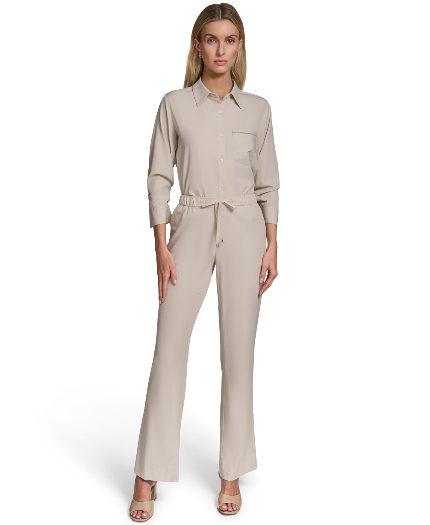 Женские брюки Calvin Klein Pull-On Straight, цвет: Бежевый — фото 5