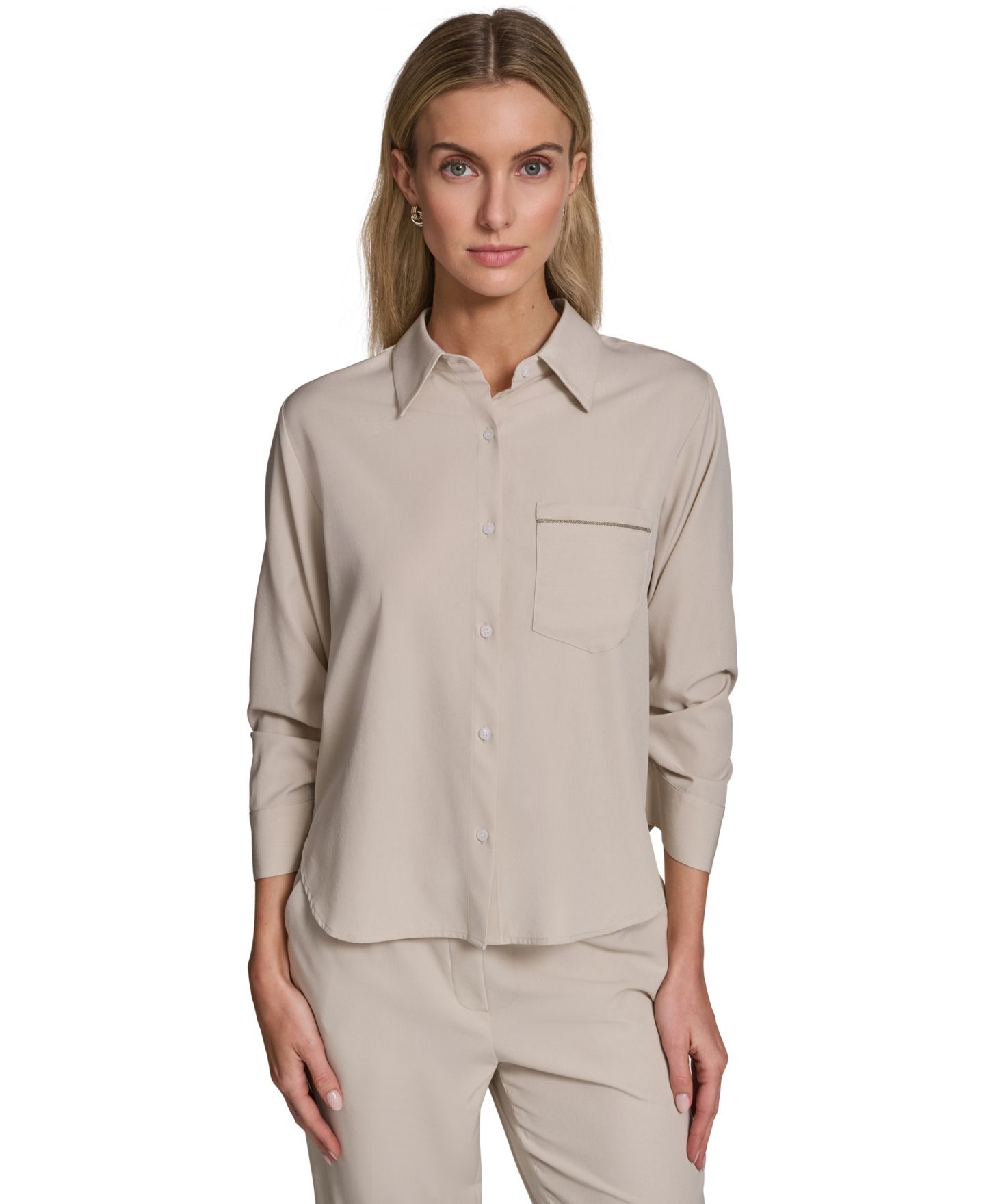 Женская рубашка Calvin Klein Button-Down, цвет: Бежевый — фото 1
