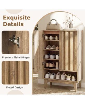 Shoe Organizer with 6 Shelves and Decorative Doors