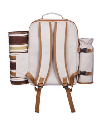 4-Person Picnic Backpack with Insulated Cooler, Blanket and Tableware Set