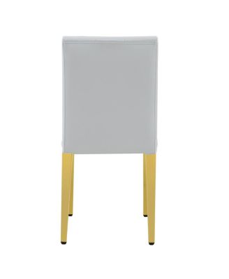  4-piece light Gray PU dining chairs with gold metal legs