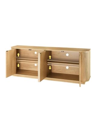 Sideboard Storage Cabinet with Wave Pattern, 64"W x 15"D x 24"H.