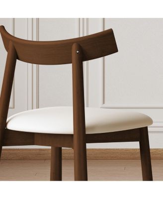 Modern Walnut Dining Chairs with Thick Cushions (Set of 2)