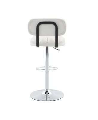 Streamdale  Furniture Set of 2 PU Leather Adjustable Bar Stools with Base & Footrest