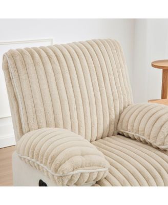 Manual Reclining Loveseat, Faux Fur Recliner Sofa with Hidden Cup Holders