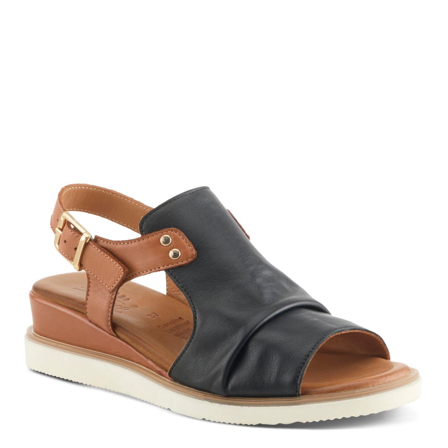 Женские сандалии Spring Step Locals Wedge Sandal with Leather Upper, цвет: Чёрный разноцветный — фото 1