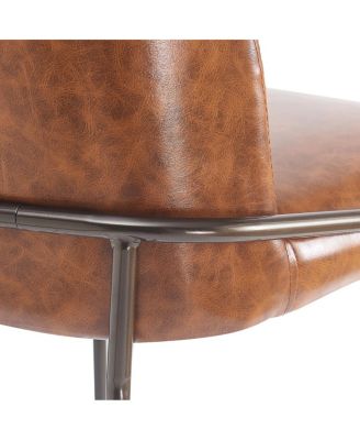 Matte Bronze Faux Leather Bar Stool with Curved Backrest (Set of 2)