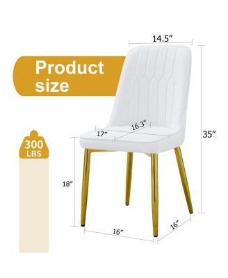 4 Modern PU Leather Dining Chairs with Gold Legs