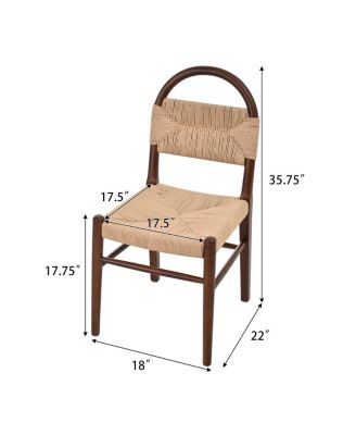Streamdale Modern Woven Dining Chair with Solid Wood Legs, Set of 2
