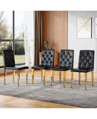 Streamdale Elegant PU Dining Chair with Ergonomic Buckle Backrest