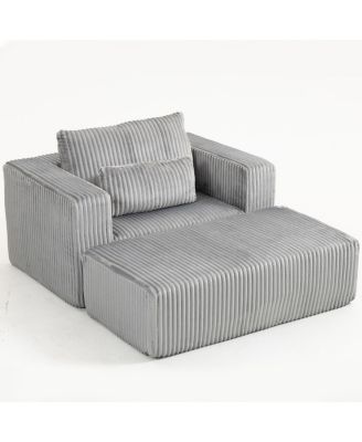 Luxury Corduroy Sofa with Ottoman - Modern & Comfortable