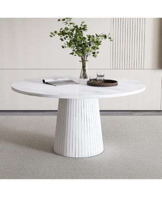 Streamdale Round MDF Dining Table for 4, Modern Farmhouse Kitchen Table